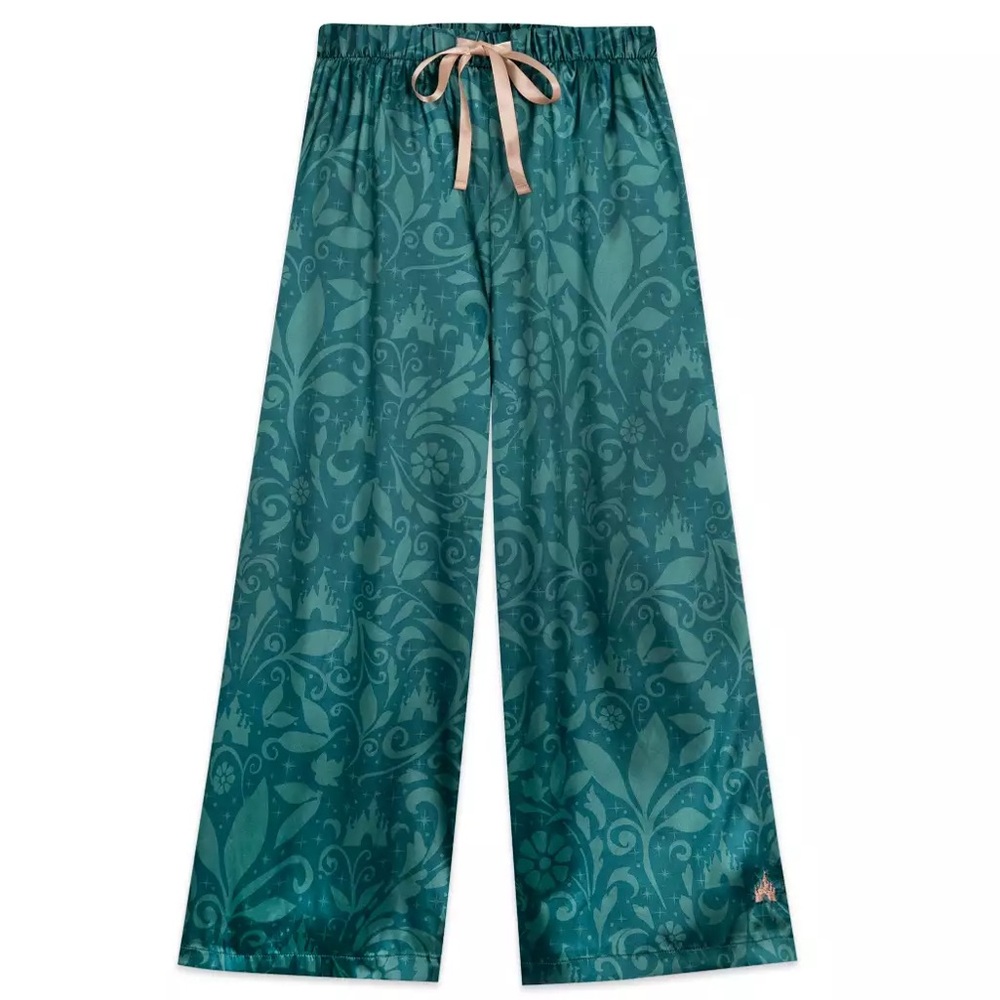 Disney Parks Women’s 3X Teal Castle Print Wide-Leg Lounge Pants